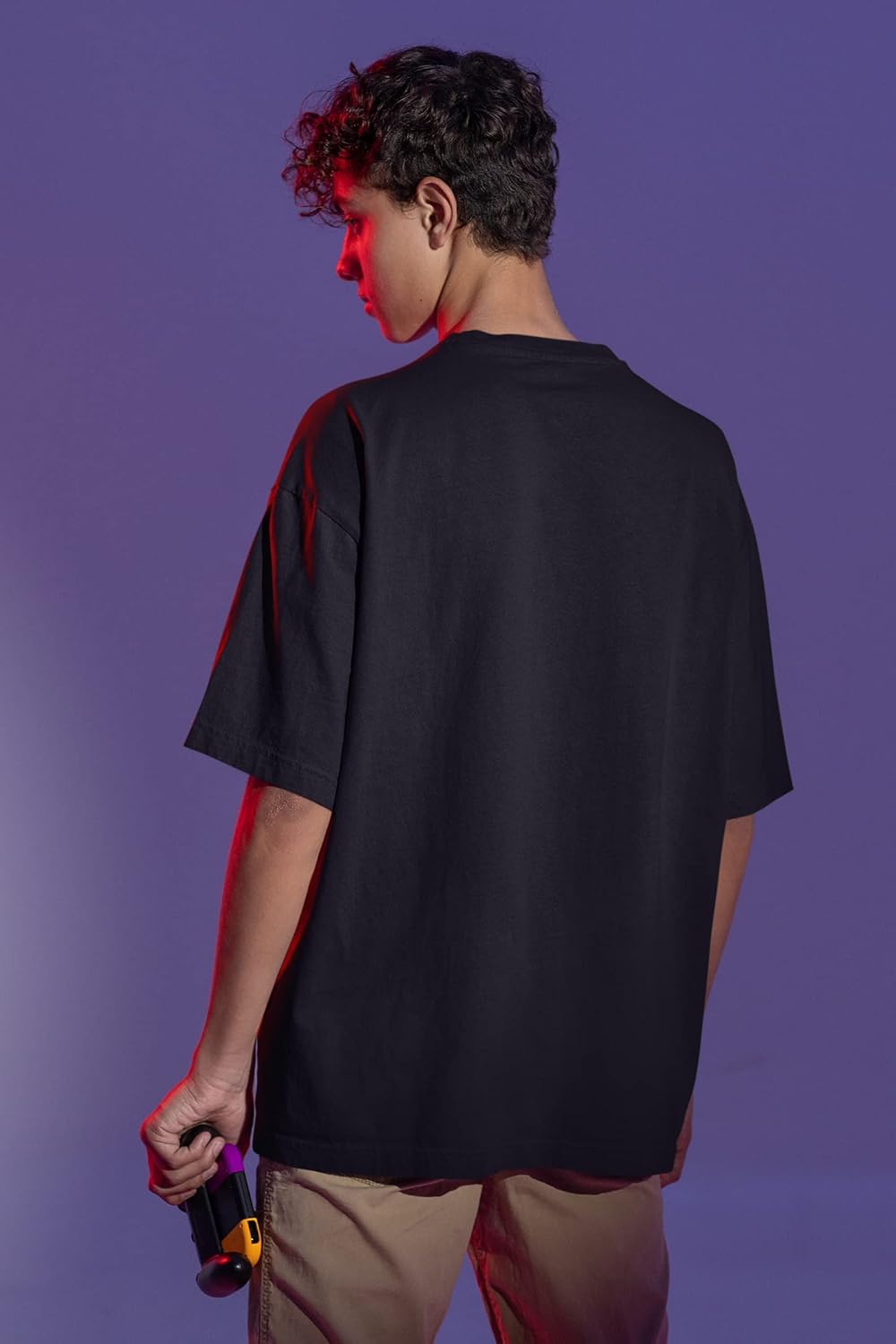 3D TRIBE | Plain | 100% Cotton | Oversized FIT | Round Neck | Half Sleeves | Black Oversized T Shirt