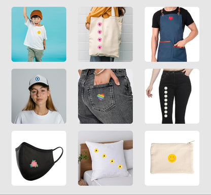 Collage of various products including clothing, accessories, and home decor with visible brand logos.