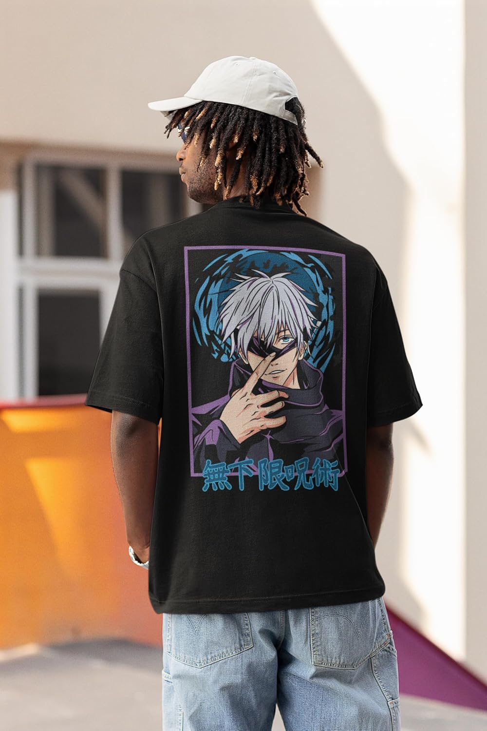 3D TRIBE | GOJO SATORU Graphic TEE | 100% Cotton | Oversized FIT | Round Neck | Half Sleeves | Black Oversized T Shirt
