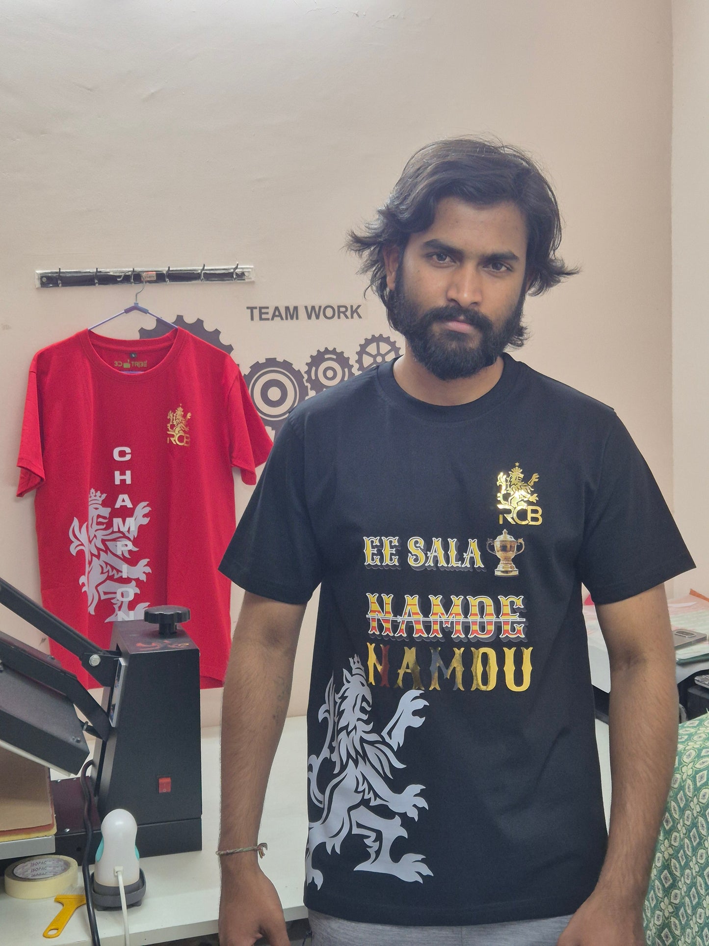 RCB BLACK T SHIRT (CUSTOM NAME AND NUMBER)