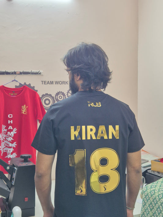 RCB BLACK T SHIRT (CUSTOM NAME AND NUMBER)
