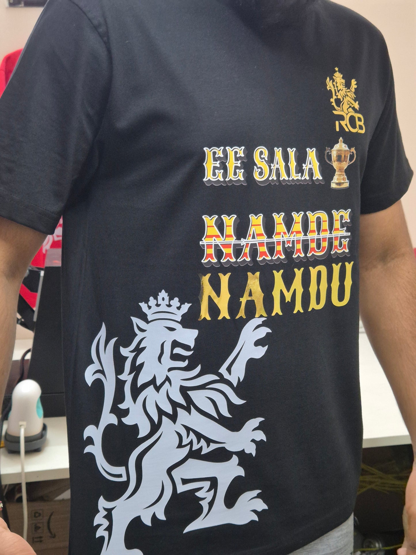 RCB BLACK T SHIRT (CUSTOM NAME AND NUMBER)